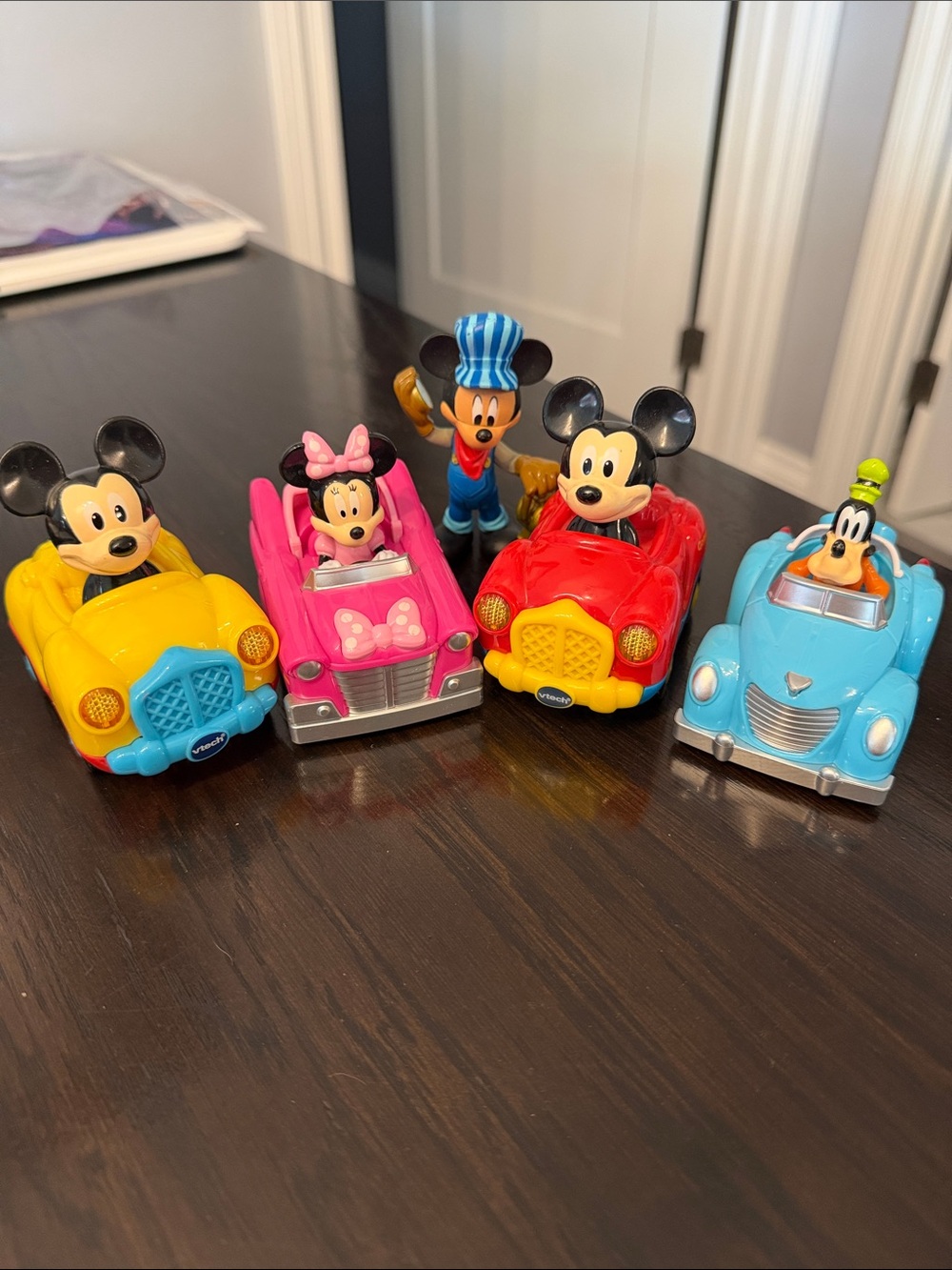 Mickey & Friends Pull-Back Toy Cars - Yellow, Red, Pink, Blue